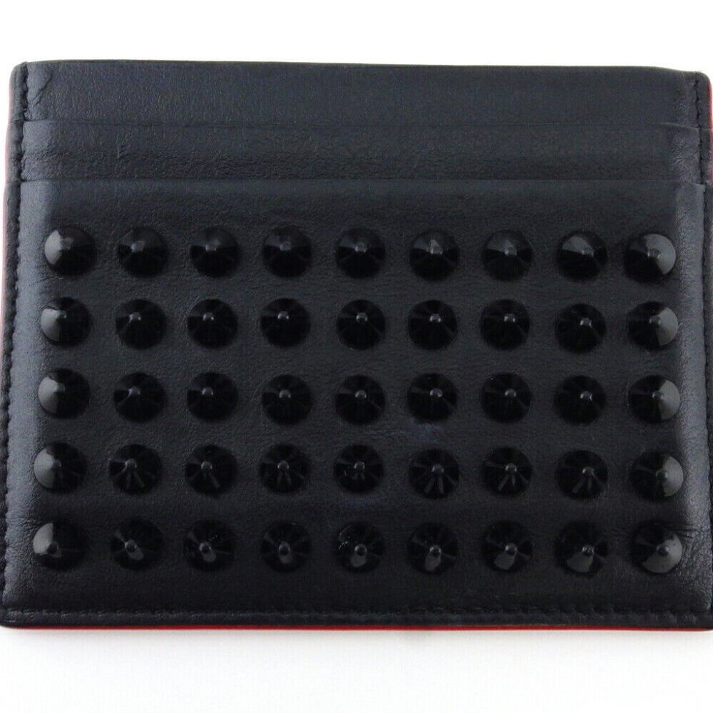 Christian Louboutin Card Case Spike Soods Leather Authentic
